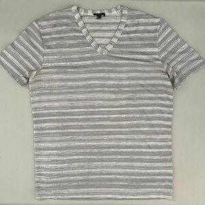 Theory Men’s Pinstripe V-neck T-Shirt Monochromatic